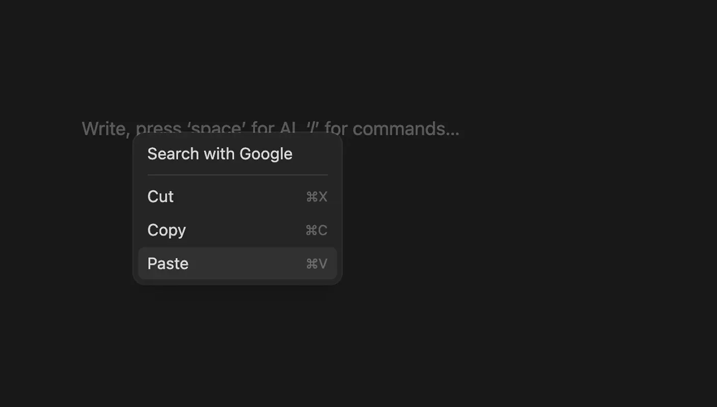 Pasting the URL onto your Notion page